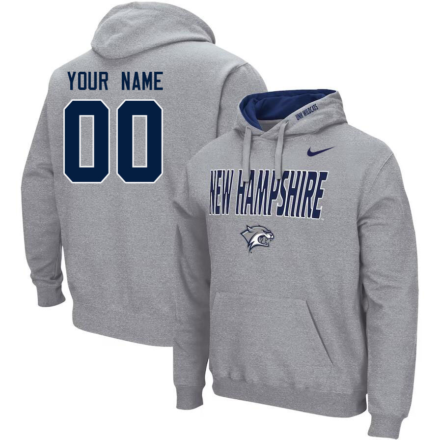 Custom New Hampshire Wildcats Name And Number Hoodies-Grey